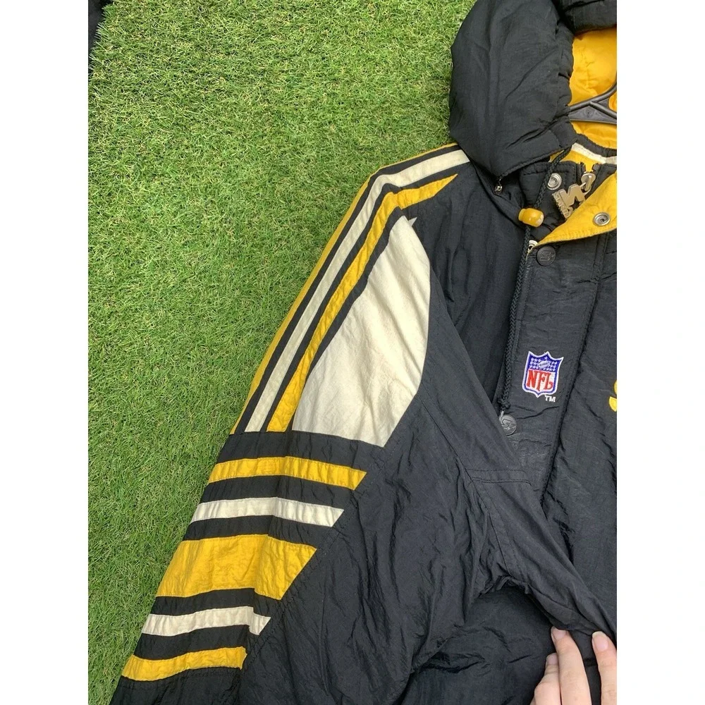 Vintage Pittsburgh Steelers Starter Jacket Mens XL Puffer Full Zip Up Hooded 90s
